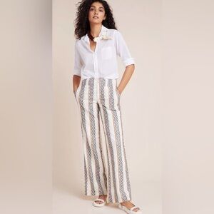 Anthropologie size 6 striped grey & white eyelet Trousers